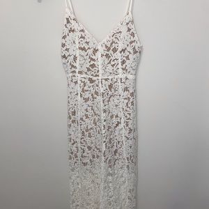 Lulus White Lace Midi Dress (XS)